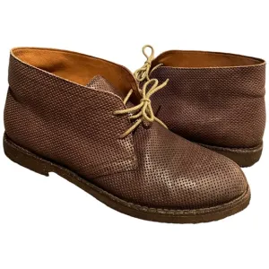 BARNEYS New York CO-OP Chukka Boots Brown Perforated Leather Rubber Sole 11.5