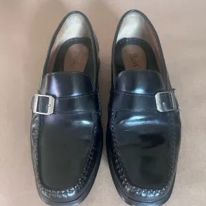 Bass Flex Genuine Leather Silver Buckle Slip On Loafers Size US 9.5 M