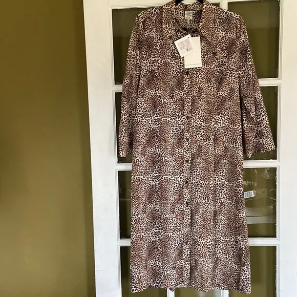 Baum und Pferdgarten Arlene Leopard-Print Cotton-Poplin Midi Shirt Dress Size 12