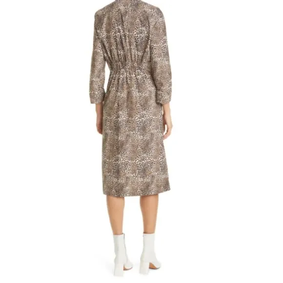 Baum und Pferdgarten Arlene Leopard-Print Cotton-Poplin Midi Shirt Dress Size 12