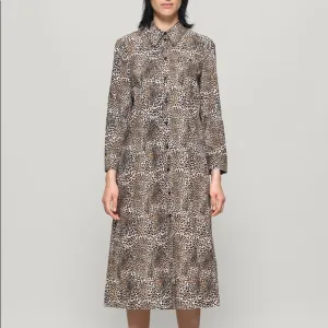 Baum und Pferdgarten Arlene Leopard-Print Cotton-Poplin Midi Shirt Dress Size 12