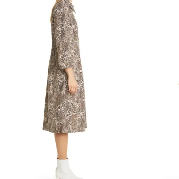 Baum und Pferdgarten Arlene Leopard-Print Cotton-Poplin Midi Shirt Dress Size 12