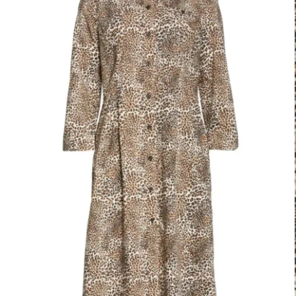 Baum und Pferdgarten Arlene Leopard-Print Cotton-Poplin Midi Shirt Dress Size 12