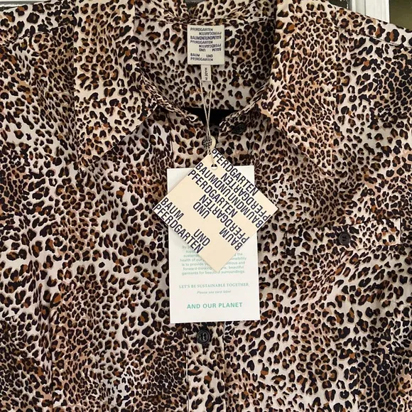 Baum und Pferdgarten Arlene Leopard-Print Cotton-Poplin Midi Shirt Dress Size 12