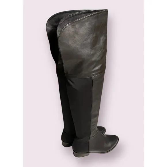 BCBG Maxazria Slink Over The Knee Boots Black Nappa Leather Size 7 37 Women’s