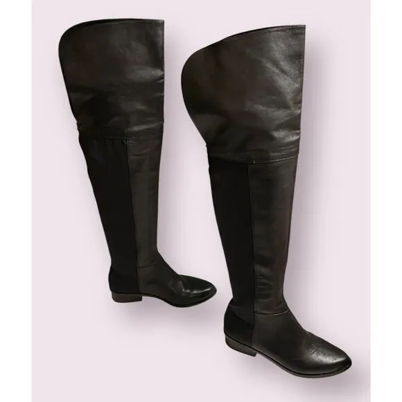 BCBG Maxazria Slink Over The Knee Boots Black Nappa Leather Size 7 37 Women’s