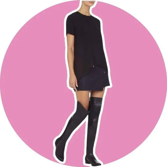 BCBG Maxazria Slink Over The Knee Boots Black Nappa Leather Size 7 37 Women’s