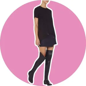 BCBG Maxazria Slink Over The Knee Boots Black Nappa Leather Size 7 37 Women’s