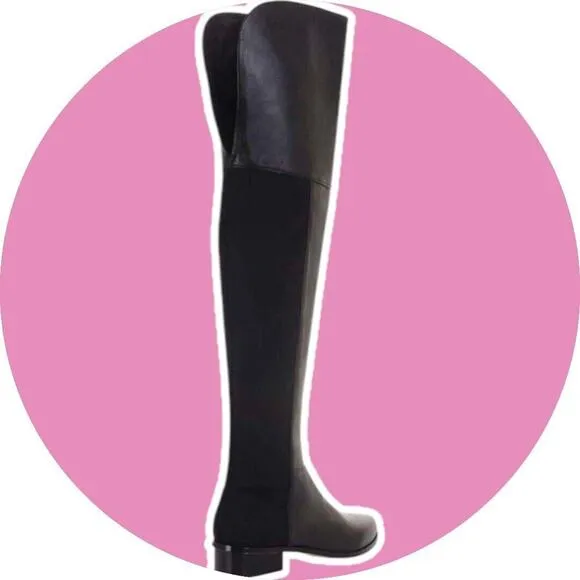 BCBG Maxazria Slink Over The Knee Boots Black Nappa Leather Size 7 37 Women’s