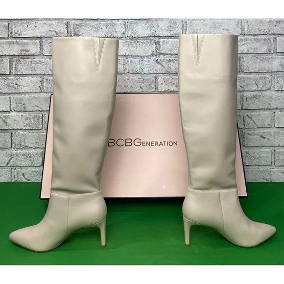 BCBGeneration Bianca Marlo Slouch To‎ The Knee Boot Womens Size 7.5 White
