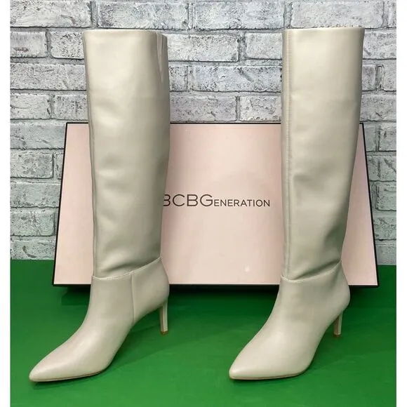 BCBGeneration Bianca Marlo Slouch To‎ The Knee Boot Womens Size 7.5 White