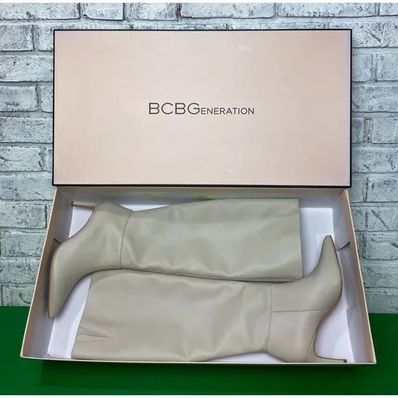 BCBGeneration Bianca Marlo Slouch To‎ The Knee Boot Womens Size 7.5 White