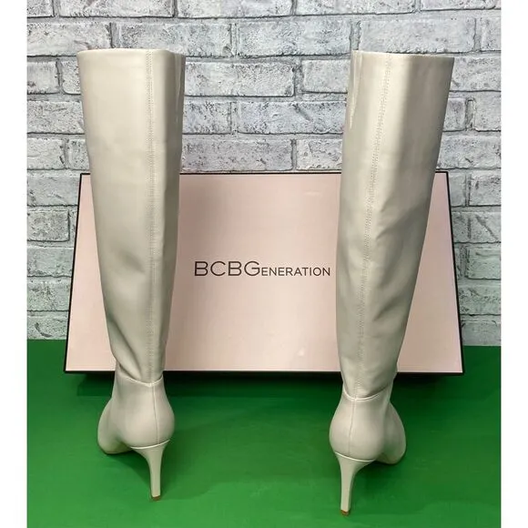 BCBGeneration Bianca Marlo Slouch To‎ The Knee Boot Womens Size 7.5 White