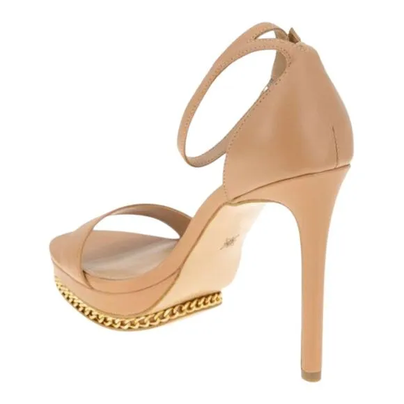 BCBGeneration Women's Noelli Chain Detailed Platform Sandals Tan Size 9