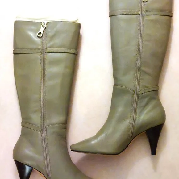 BCBGMAXAZARIA AVA Light Desert Beige Leather Boots Retail $434