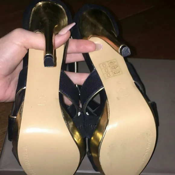Bcbgmaxazria Black &amp; Gold Sandals