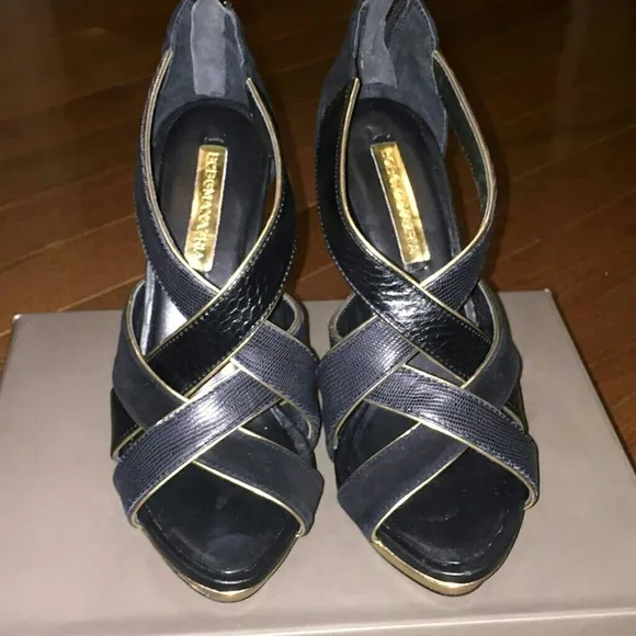 Bcbgmaxazria Black &amp; Gold Sandals