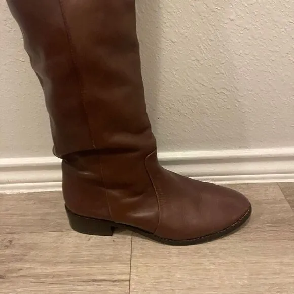 BCBG MaxAzria brown leather over the boots