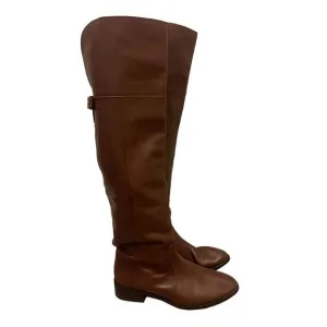 BCBG MaxAzria brown leather over the boots