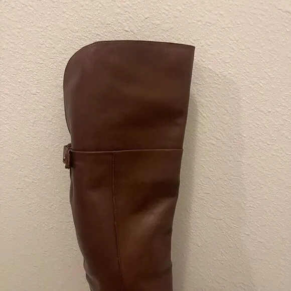 BCBG MaxAzria brown leather over the boots