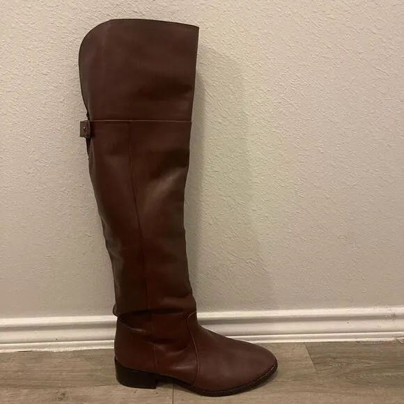 BCBG MaxAzria brown leather over the boots