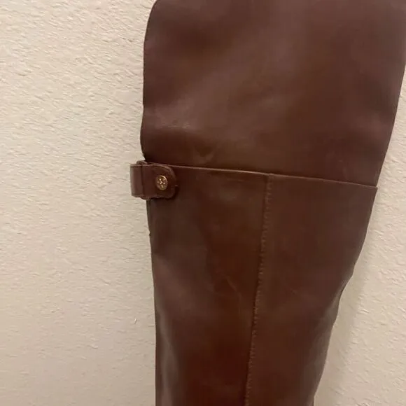 BCBG MaxAzria brown leather over the boots