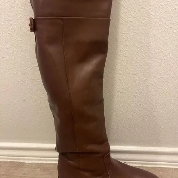 BCBG MaxAzria brown leather over the boots
