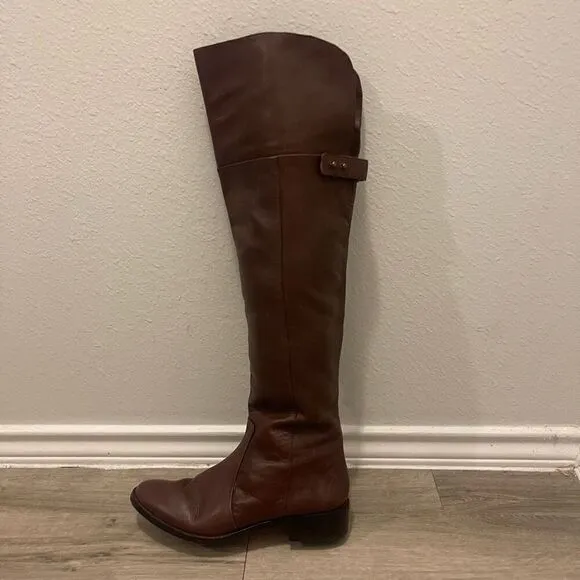 BCBG MaxAzria brown leather over the boots