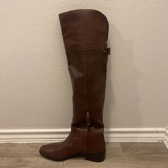 BCBG MaxAzria brown leather over the boots