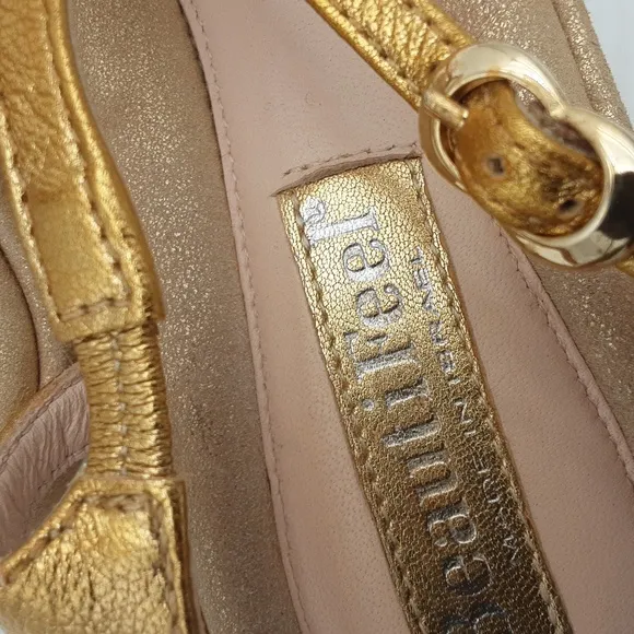 Beautifeel Gold Strappy Leather Sandals women 39 Casual vacation beach Y2K retro