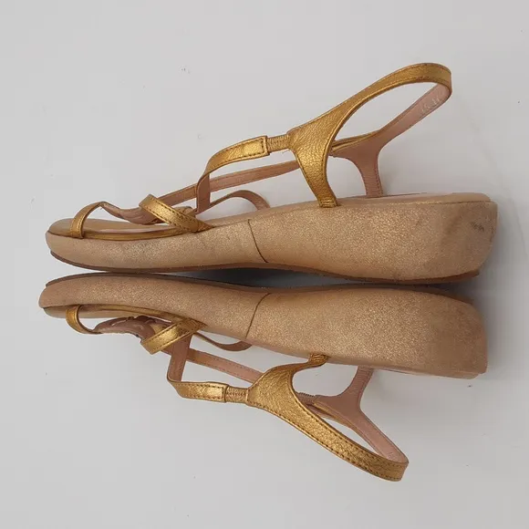 Beautifeel Gold Strappy Leather Sandals women 39 Casual vacation beach Y2K retro