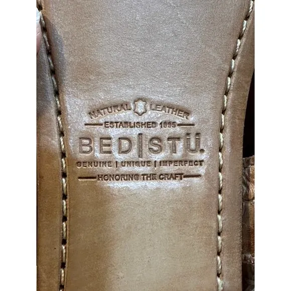 Bed I Stu Nina Flat Sandals Tan Smooth Leather Size 6.5 NIB Corset Style Lace Up