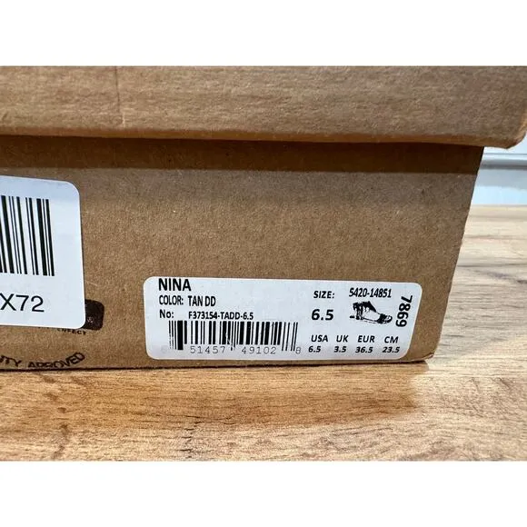 Bed I Stu Nina Flat Sandals Tan Smooth Leather Size 6.5 NIB Corset Style Lace Up