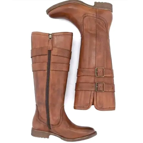 Bed Stu by Roan Leather Metal Buckles Riding Boots