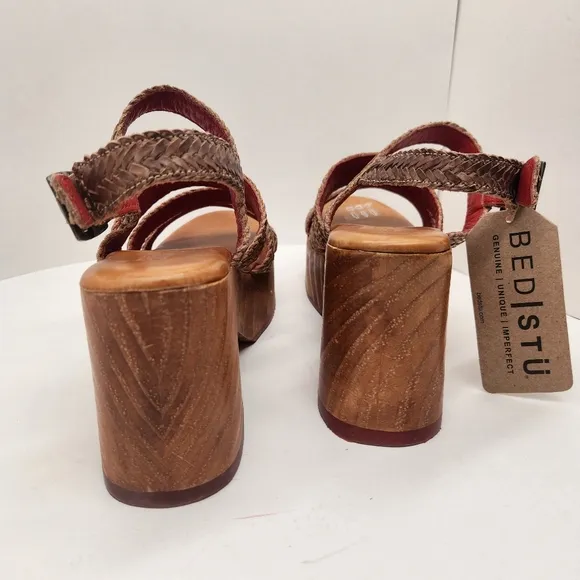 Bed Stu chunky sandals women's 10 brown leather Voicing braided strappy new $249