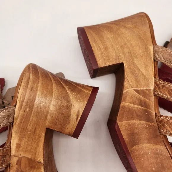 Bed Stu chunky sandals women's 10 brown leather Voicing braided strappy new $249