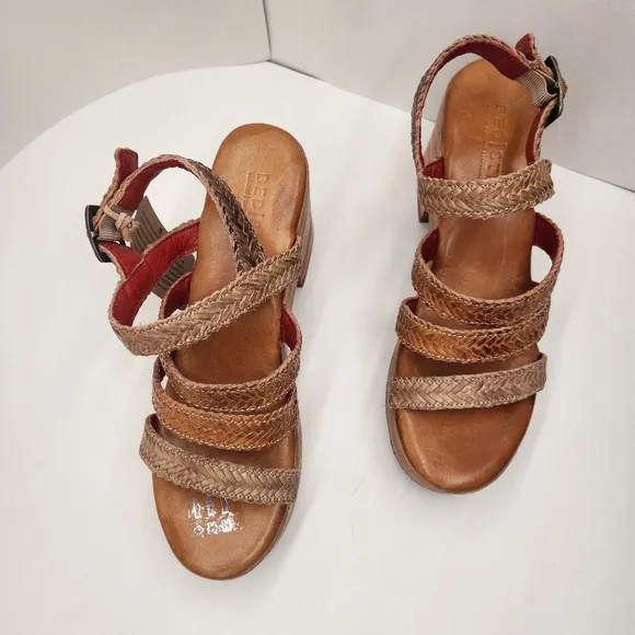 Bed Stu chunky sandals women's 10 brown leather Voicing braided strappy new $249