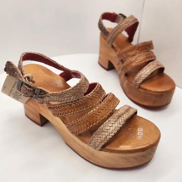 Bed Stu chunky sandals women's 10 brown leather Voicing braided strappy new $249