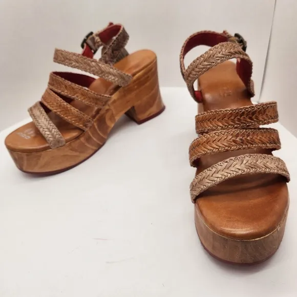 Bed Stu chunky sandals women's 10 brown leather Voicing braided strappy new $249