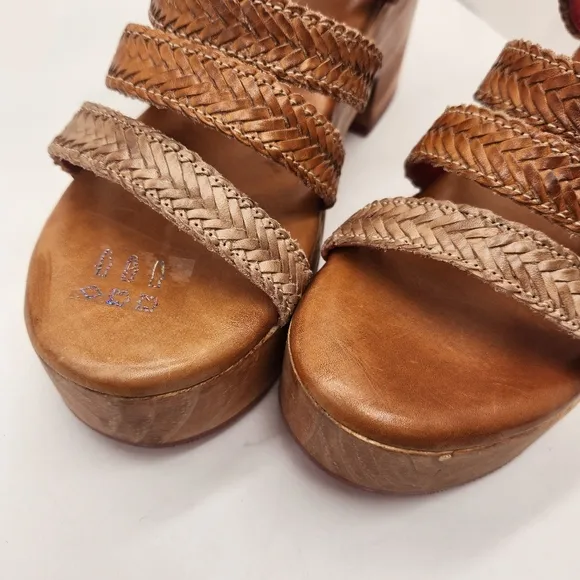 Bed Stu chunky sandals women's 10 brown leather Voicing braided strappy new $249