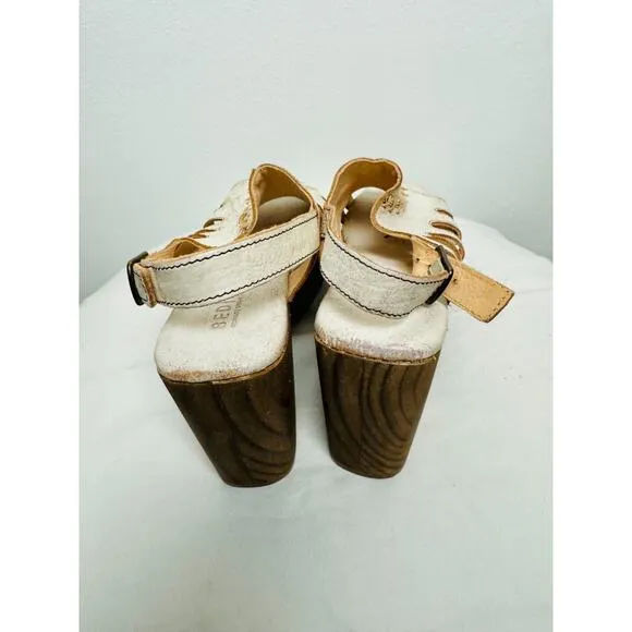 Bed Stu Fontella Platform Block Heeled Sandals Leather Wood Heel Women 10