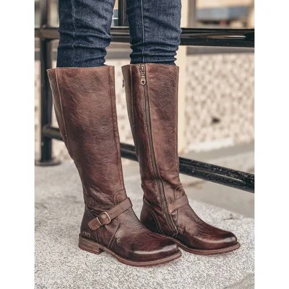 Bed Stu Glaye Tall Riding Knee High Boots Rustic Teak