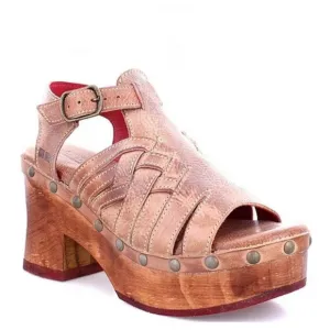 Bed Stu Rhonda Leather Platform Clog Open Toe Buckle Wooden Sandals NEW