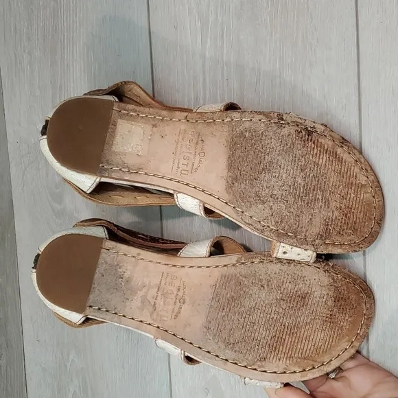 Bed Style Womens Artemis Ankle Distressed Leather Zip Back Sandals shoes sz 9