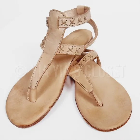Bed|STÜ Moon Women's SZ 6 Leather Thong Sandals - Tan RETAIL-$135