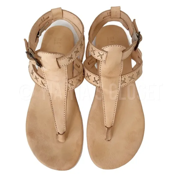 Bed|STÜ Moon Women's SZ 6 Leather Thong Sandals - Tan RETAIL-$135