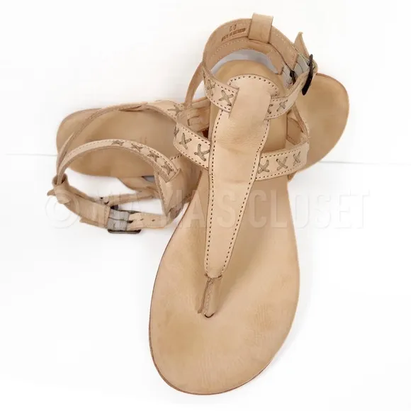 Bed|STÜ Moon Women's SZ 6 Leather Thong Sandals - Tan RETAIL-$135
