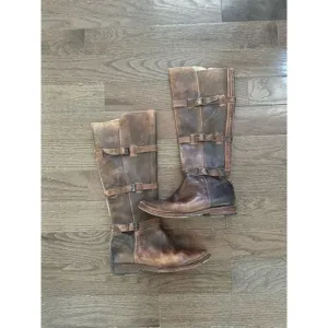 Bed|Stu Brown Leather Riding Boots with Buckles size 6