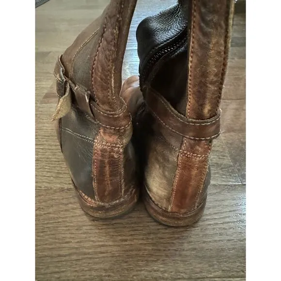 Bed|Stu Brown Leather Riding Boots with Buckles size 6