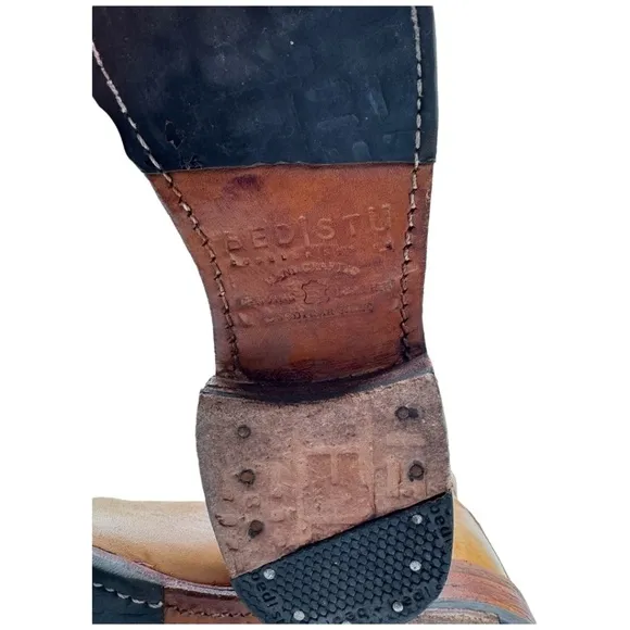Bed/Stu Cobbler Series Bench Made Distressed Leather Engineer Riding Boots 8.5